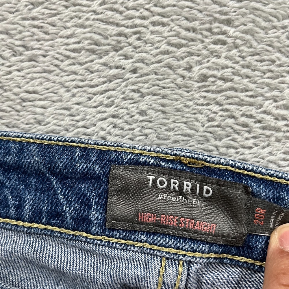 Torrid Jeans Womens High Rise Straight  20R Blue Button Fly Distressed Y2K Retro - Picture 4 of 9
